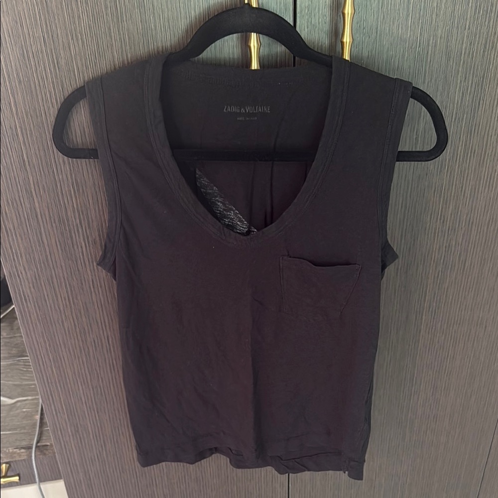 Zadig & Voltaire Black Muscle Tee with Lightning Bolt - Picture 3 of 10